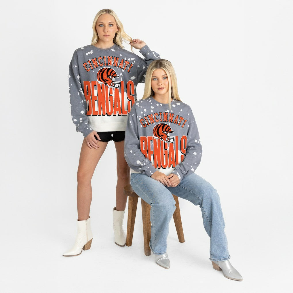 Cincinnati Bengals Gameday Couture Women's Arch Rivals Faded Wash Sweatshirt Gray - NFL
