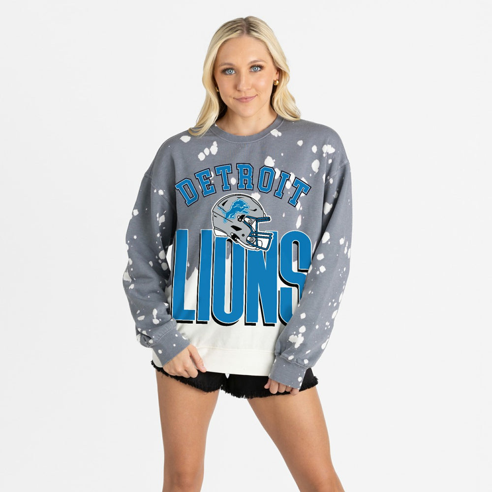 Detroit Lions Gameday Couture Women's Arch Rivals Faded Wash Sweatshirt Gray - NFL