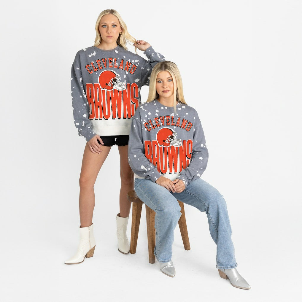 Cleveland Browns Gameday Couture Women's Arch Rivals Faded Wash Sweatshirt Gray - NFL