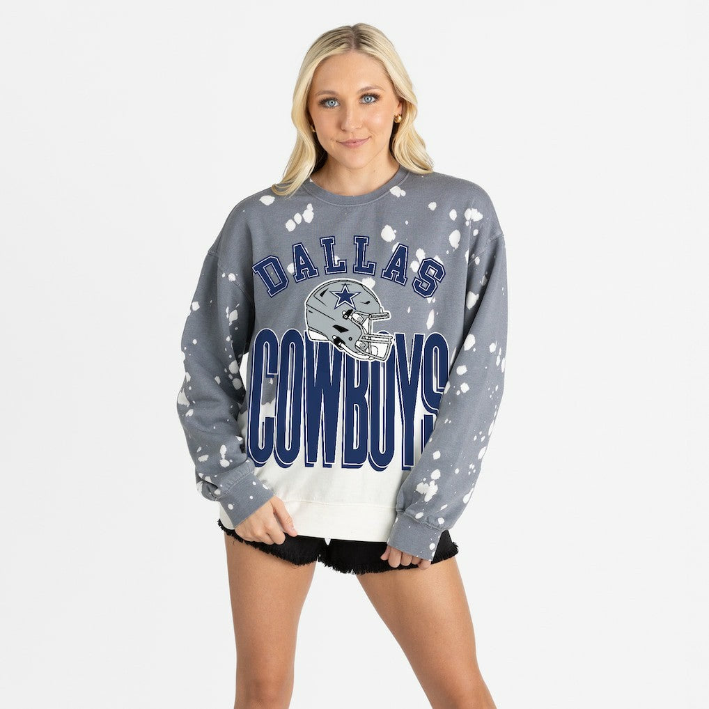 Dallas Cowboys Gameday Couture Women's Arch Rivals Faded Wash Sweatshirt Gray - NFL