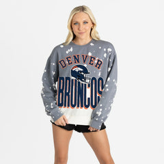 Denver Broncos Gameday Couture Women's Arch Rivals Faded Wash Sweatshirt Gray - NFL