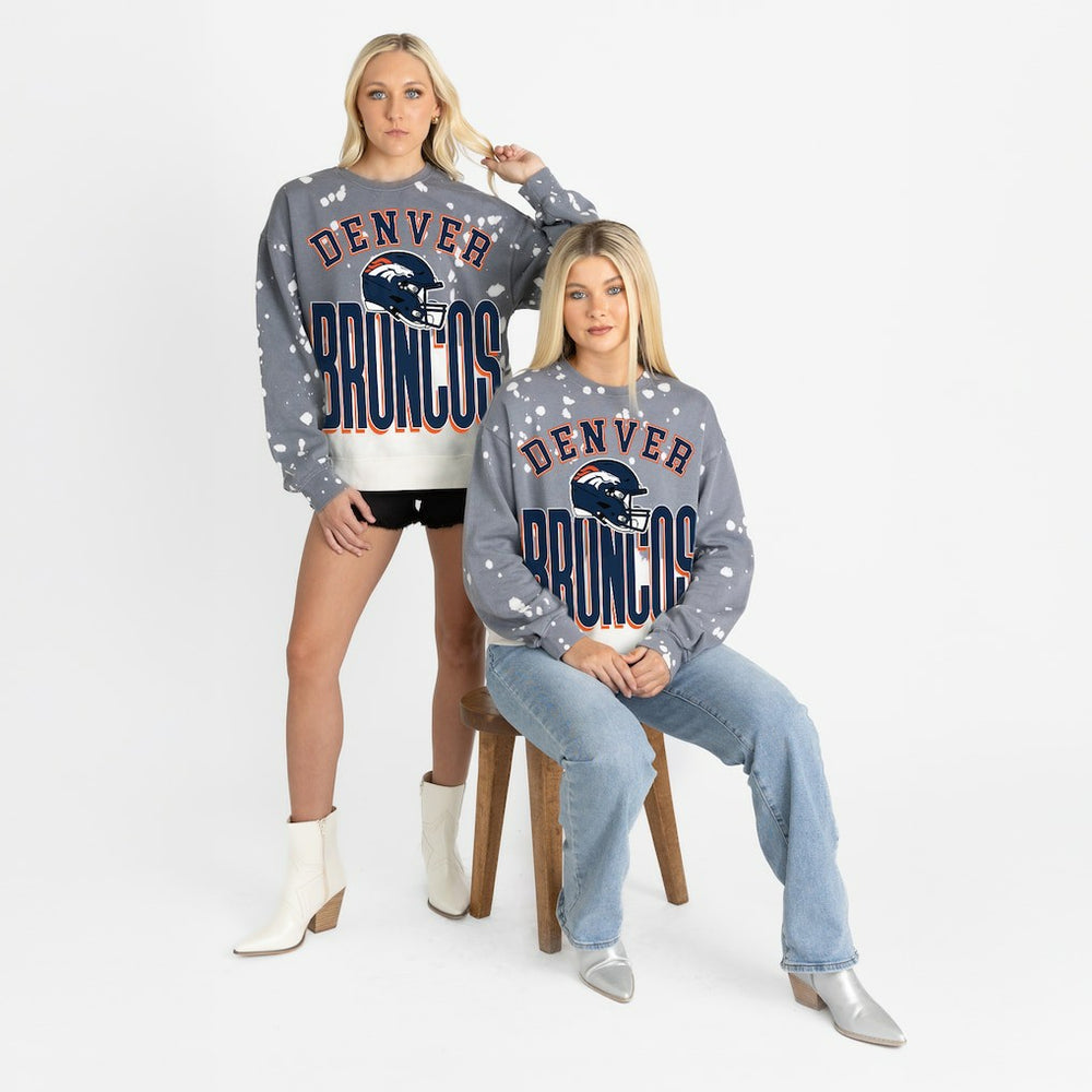 Denver Broncos Gameday Couture Women's Arch Rivals Faded Wash Sweatshirt Gray - NFL