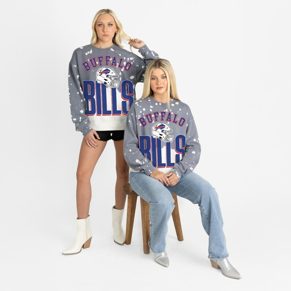 Buffalo Bills Gameday Couture Women's Arch Rivals Faded Wash Sweatshirt Gray - NFL