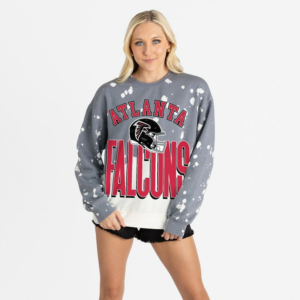 Atlanta Falcons Gameday Couture Women's Arch Rivals Faded Wash Sweatshirt Gray - NFL
