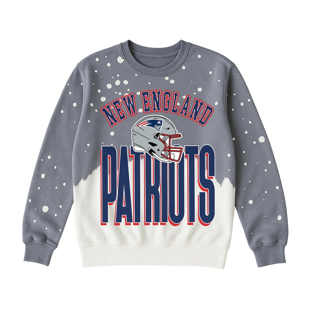 New England Patriots Gameday Couture Women's Arch Rivals Faded Wash Sweatshirt Gray - NFL