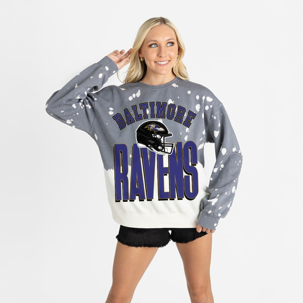 Baltimore Ravens Gameday Couture Women's Arch Rivals Faded Wash Sweatshirt Gray - NFL