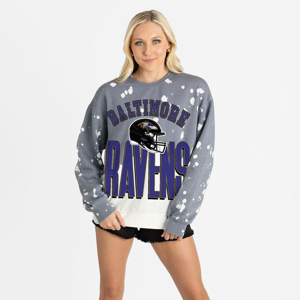 Baltimore Ravens Gameday Couture Women's Arch Rivals Faded Wash Sweatshirt Gray - NFL