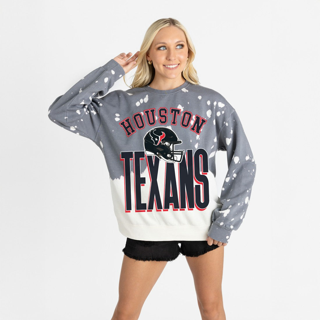 Houston Texans Gameday Couture Women's Arch Rivals Faded Wash Sweatshirt Gray - NFL