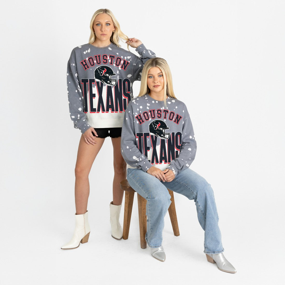 Houston Texans Gameday Couture Women's Arch Rivals Faded Wash Sweatshirt Gray - NFL