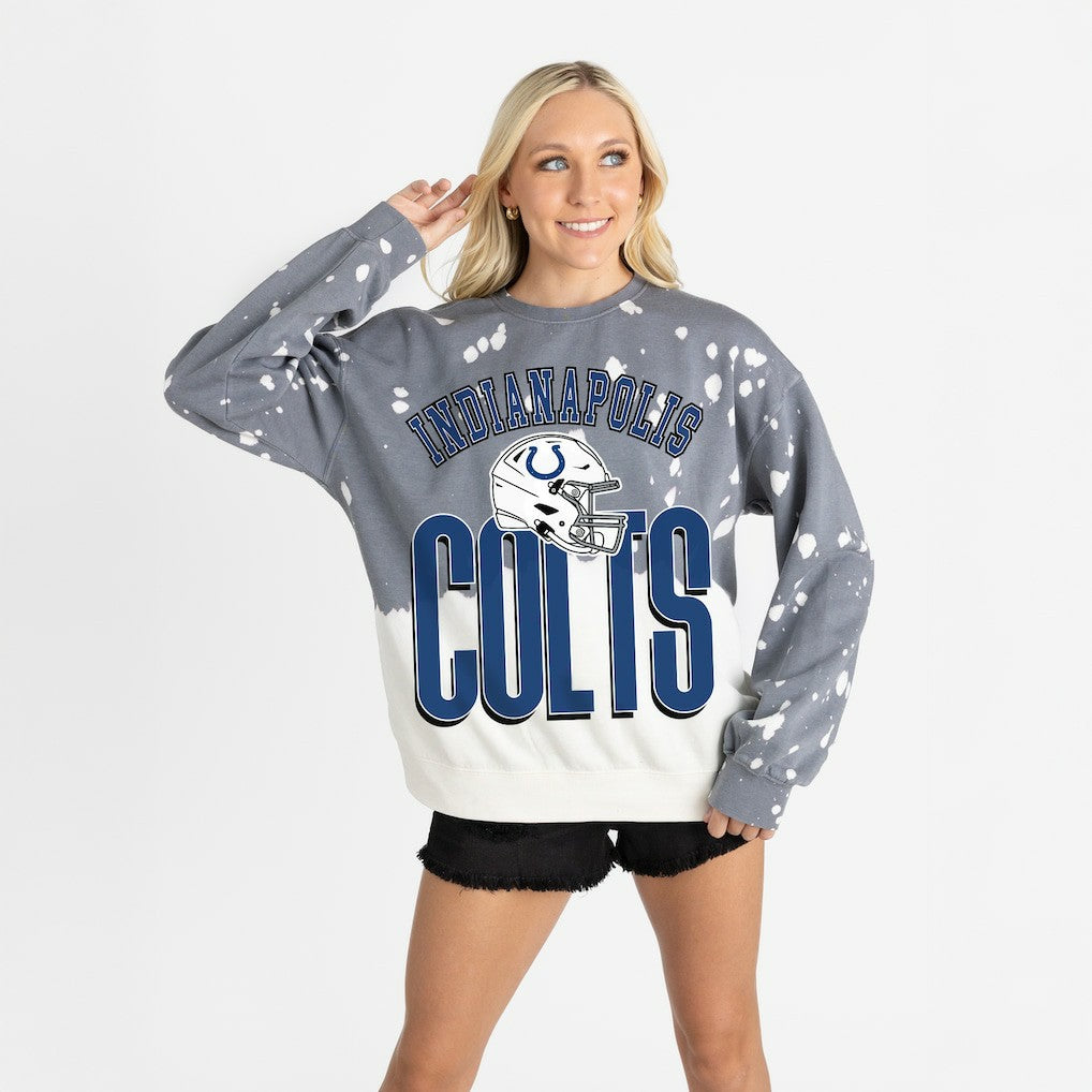 Indianapolis Colts Gameday Couture Women's Arch Rivals Faded Wash Sweatshirt Gray - NFL