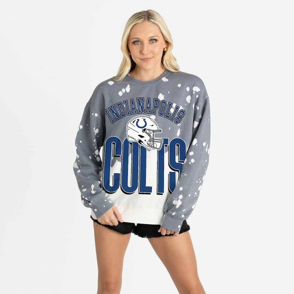 Indianapolis Colts Gameday Couture Women's Arch Rivals Faded Wash Sweatshirt Gray - NFL