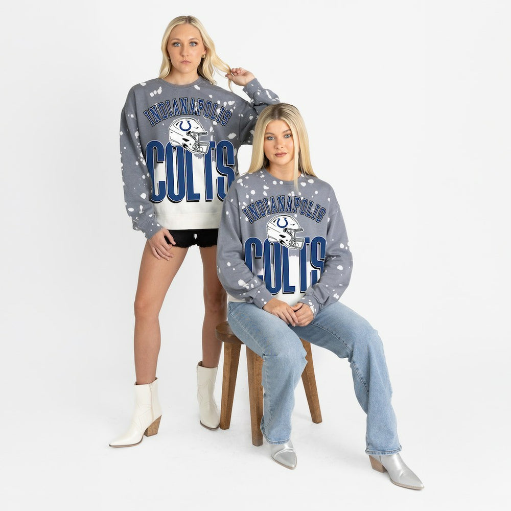 Indianapolis Colts Gameday Couture Women's Arch Rivals Faded Wash Sweatshirt Gray - NFL