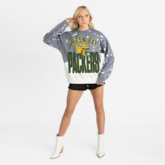 Green Bay Packers Gameday Couture Women's Arch Rivals Faded Wash Sweatshirt Gray - NFL