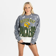 Green Bay Packers Gameday Couture Women's Arch Rivals Faded Wash Sweatshirt Gray - NFL