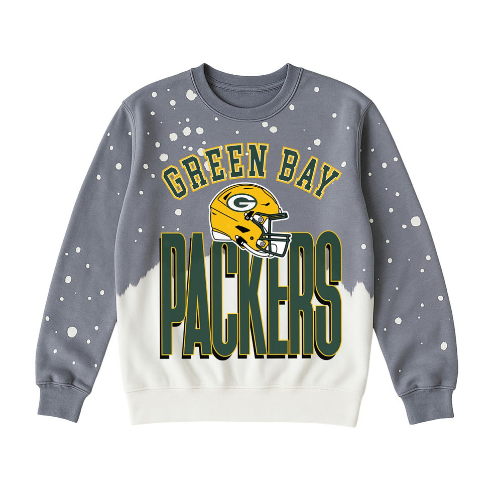 Green Bay Packers Gameday Couture Women's Arch Rivals Faded Wash Sweatshirt Gray - NFL
