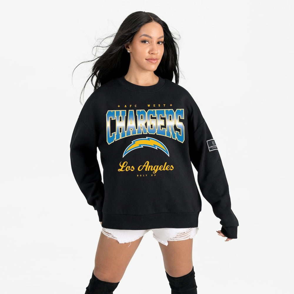 Los Angeles Chargers Gameday Couture Women's Powerhouse Play Premium Fleece Sweatshirt Black - NFL