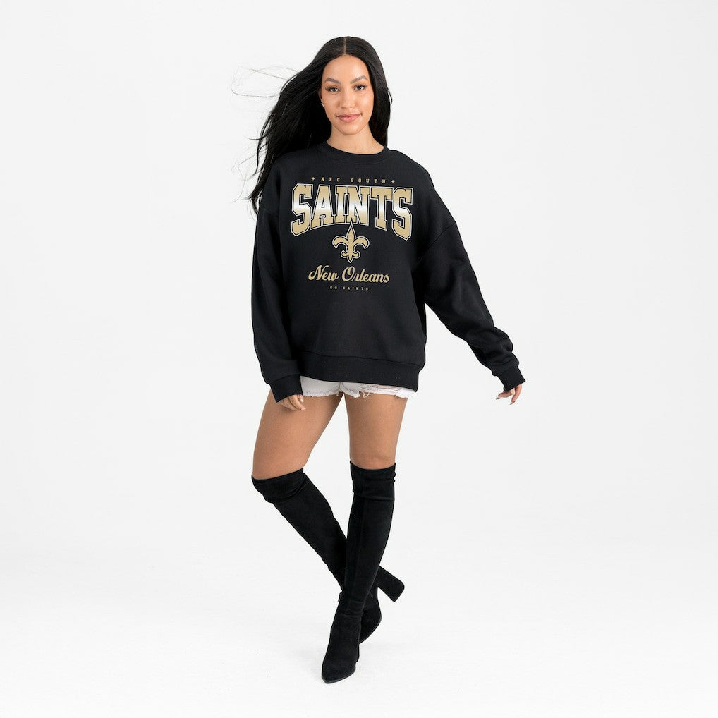 New Orleans Saints Gameday Couture Women's Powerhouse Play Premium Fleece Sweatshirt Black - NFL