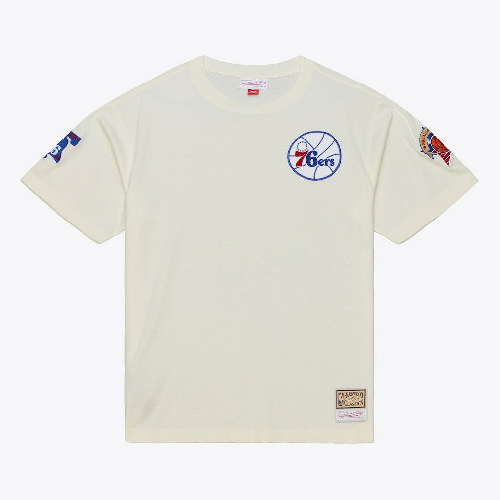 Mitchell & Ness - Philadelphia 76ers Hardwood Classics Chainstitch Premium T-Shirt - Cream