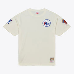 Mitchell & Ness - Philadelphia 76ers Hardwood Classics Chainstitch Premium T-Shirt - Cream