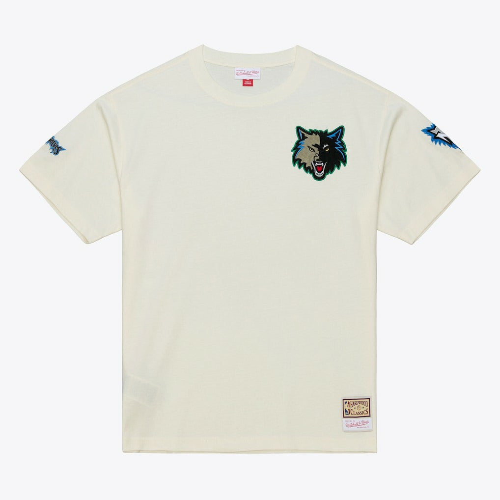 Mitchell & Ness - Minnesota Timberwolves Hardwood Classics Chainstitch Premium T-Shirt - Cream