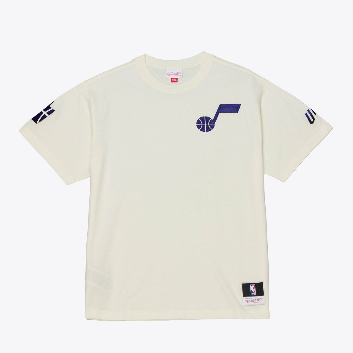 Mitchell & Ness - Utah Jazz Hardwood Classics Chainstitch Premium T-Shirt - Cream