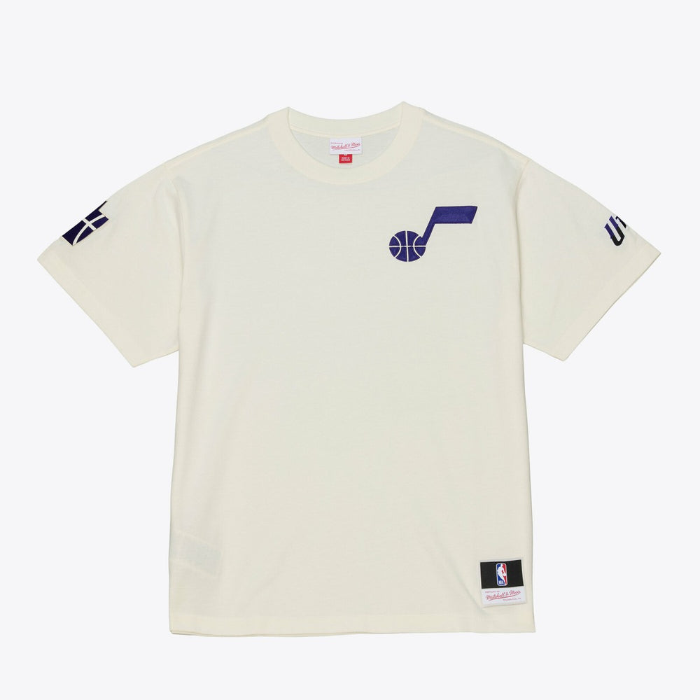 Mitchell & Ness - Utah Jazz Hardwood Classics Chainstitch Premium T-Shirt - Cream