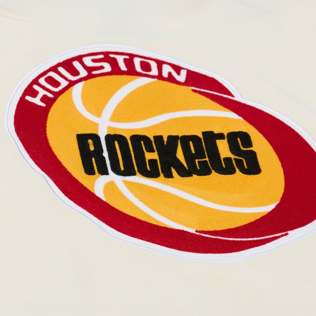 Mitchell & Ness - Houston Rockets Hardwood Classics Chainstitch Premium Fleece Hoodie - Cream