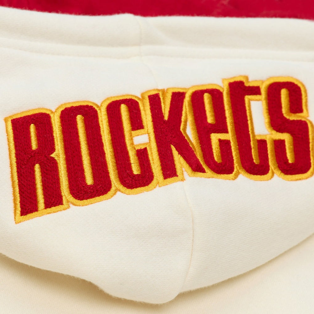Mitchell & Ness - Houston Rockets Hardwood Classics Chainstitch Premium Fleece Hoodie - Cream