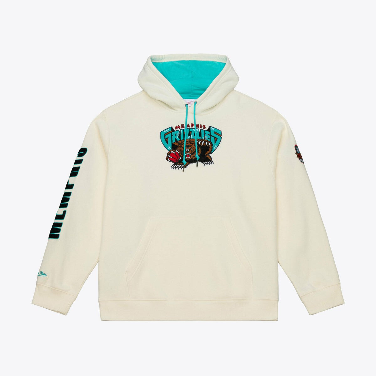 Mitchell & Ness - Memphis Grizzlies Hardwood Classics Chainstitch Premium Fleece Hoodie - Cream