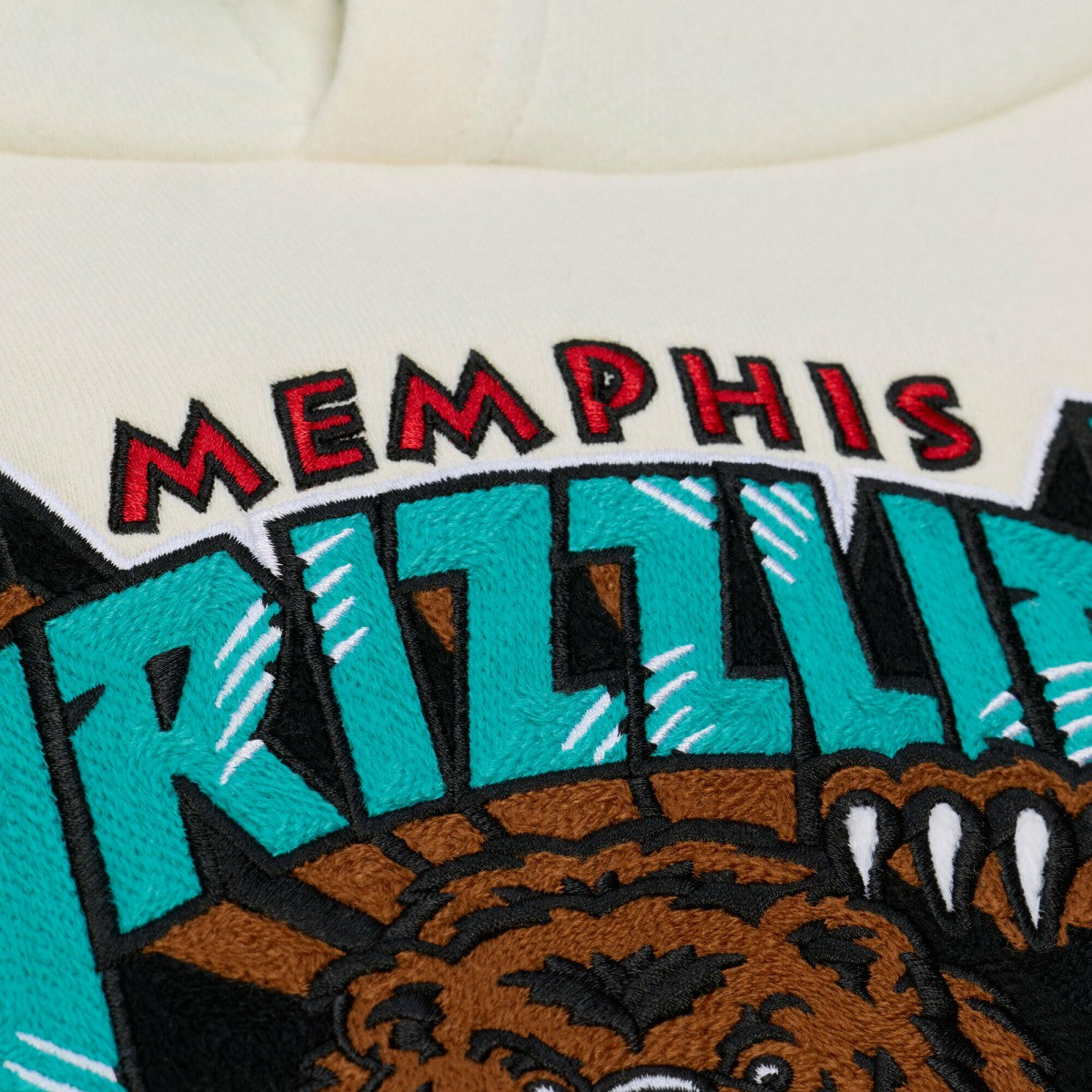 Mitchell & Ness - Memphis Grizzlies Hardwood Classics Chainstitch Premium Fleece Hoodie - Cream