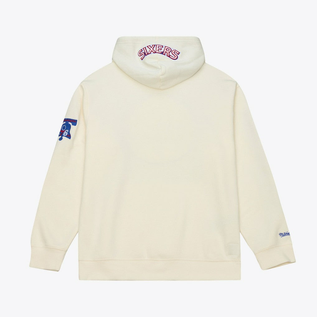 Mitchell & Ness - Philadelphia 76ers Hardwood Classics Chainstitch Premium Fleece Hoodie - Cream