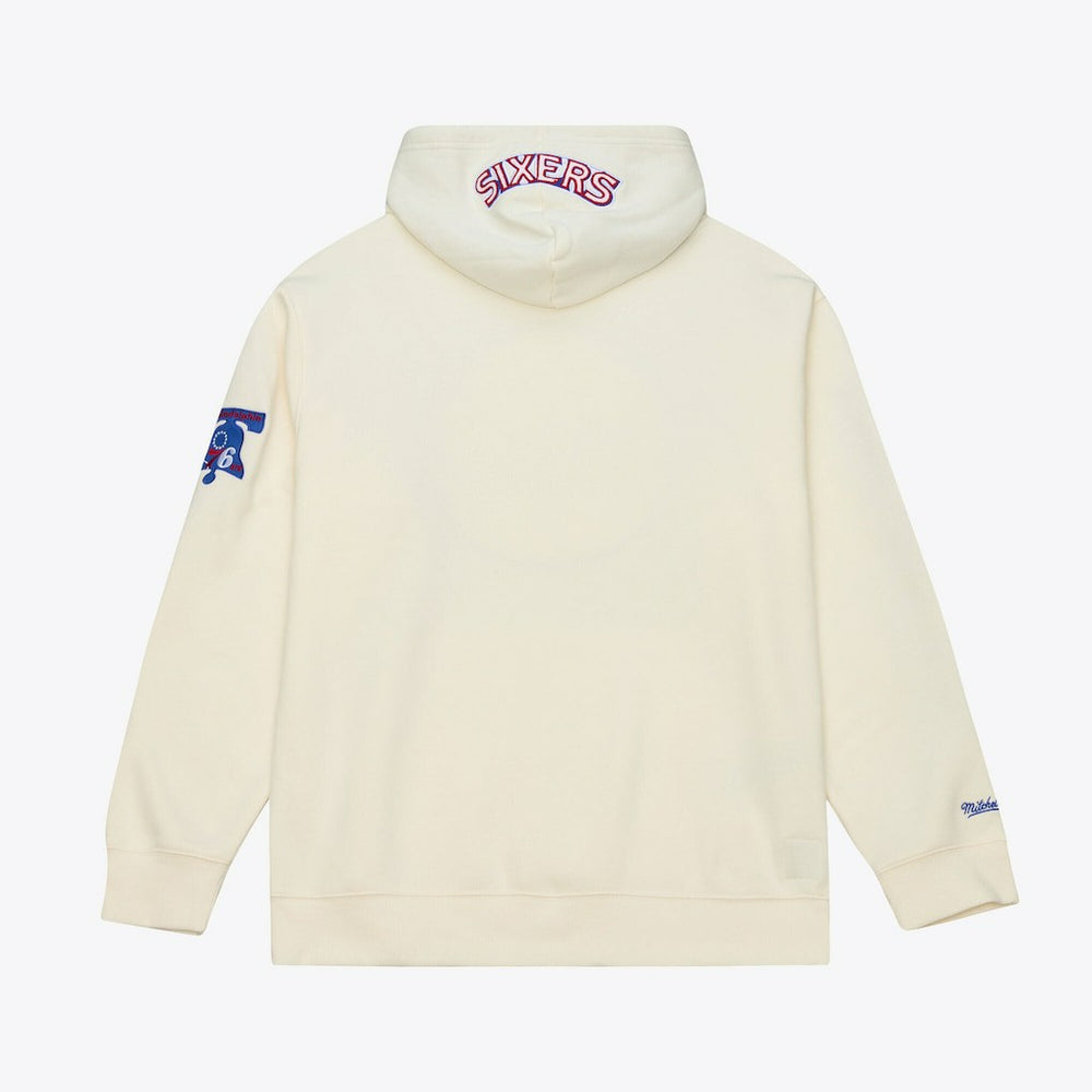 Mitchell & Ness - Philadelphia 76ers Hardwood Classics Chainstitch Premium Fleece Hoodie - Cream