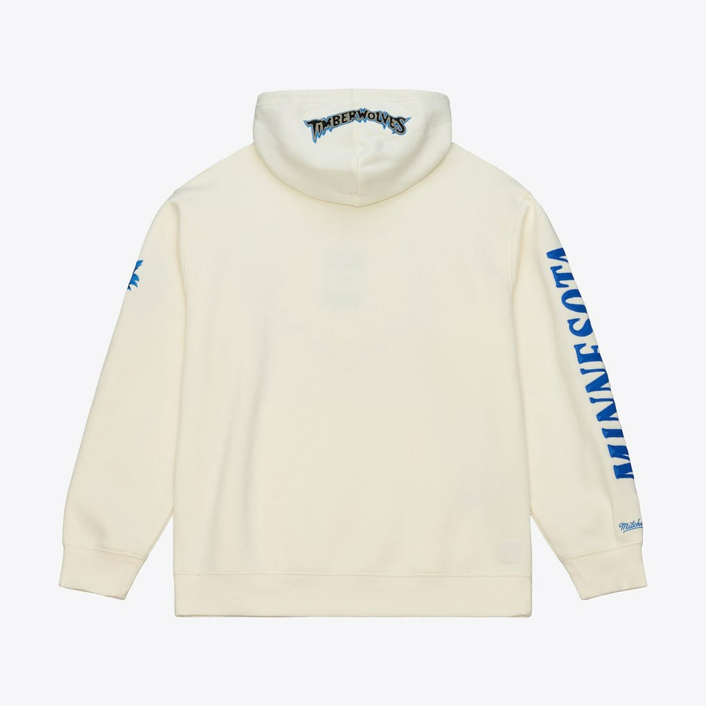 Mitchell & Ness - Minnesota Timberwolves Hardwood Classics Chainstitch Premium Fleece Hoodie - Cream