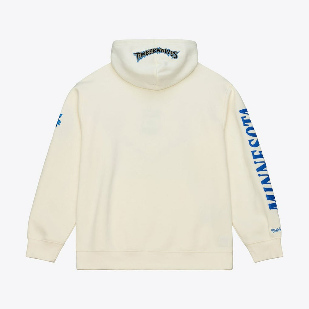 Mitchell & Ness - Minnesota Timberwolves Hardwood Classics Chainstitch Premium Fleece Hoodie - Cream