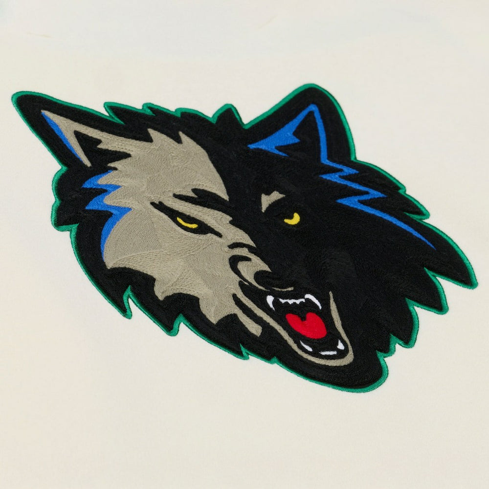 Mitchell & Ness - Minnesota Timberwolves Hardwood Classics Chainstitch Premium Fleece Hoodie - Cream