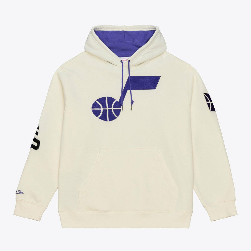 Mitchell & Ness - Utah Jazz Hardwood Classics Chainstitch Premium Fleece Hoodie - Cream