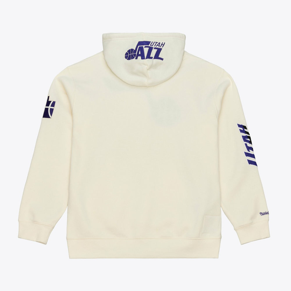 Mitchell & Ness - Utah Jazz Hardwood Classics Chainstitch Premium Fleece Hoodie - Cream