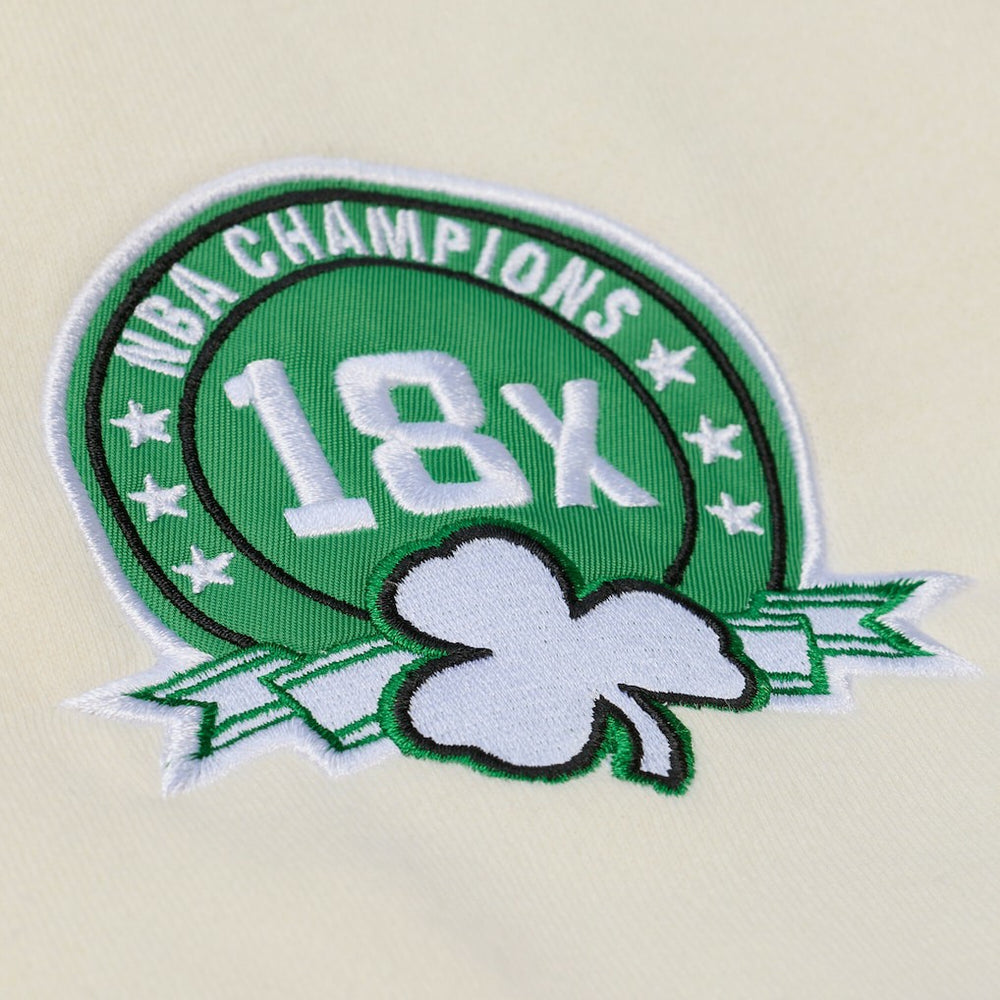 Mitchell & Ness - Boston Celtics Hardwood Classics Chainstitch Premium Fleece Hoodie - Cream