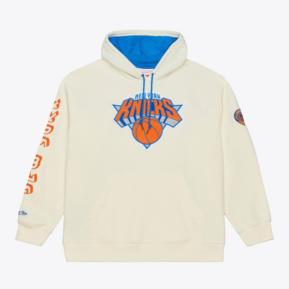 Mitchell & Ness - New York Knicks Hardwood Classics Chainstitch Premium Fleece Hoodie - Cream