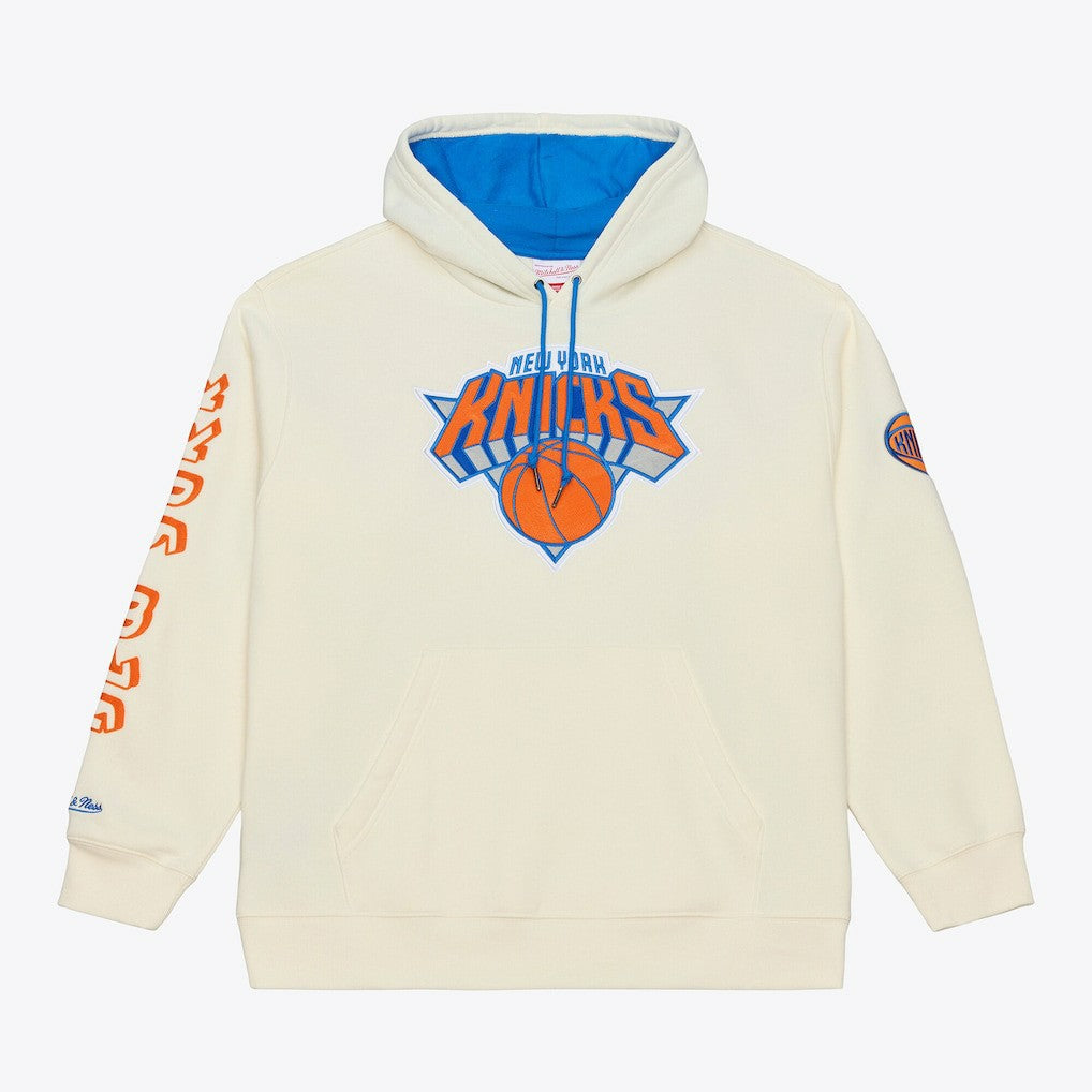 Mitchell & Ness - New York Knicks Hardwood Classics Chainstitch Premium Fleece Hoodie - Cream