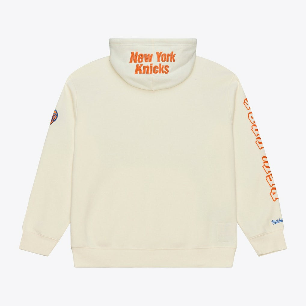 Mitchell & Ness - New York Knicks Hardwood Classics Chainstitch Premium Fleece Hoodie - Cream