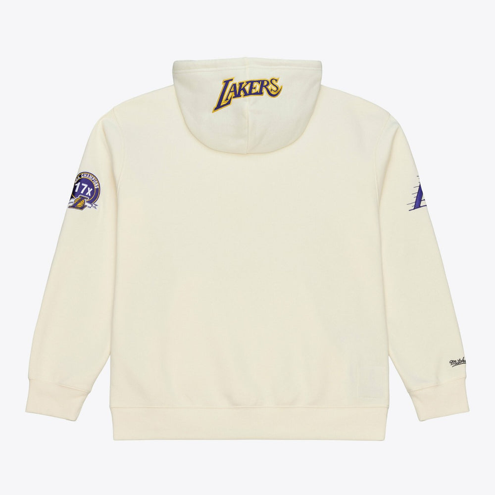 Mitchell & Ness - Los Angeles Lakers Hardwood Classics Chainstitch Premium Fleece Hoodie - Cream