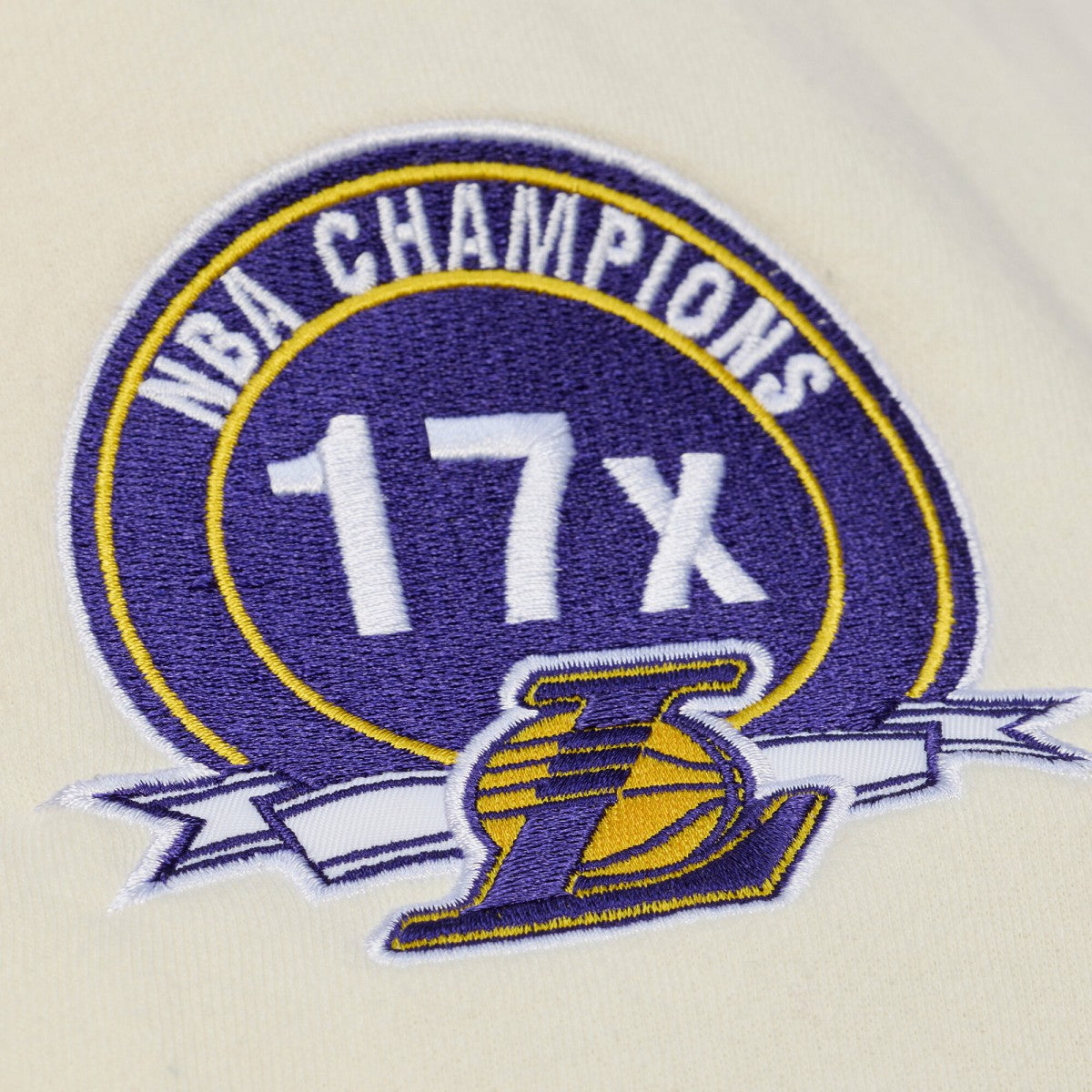 Mitchell & Ness - Los Angeles Lakers Hardwood Classics Chainstitch Premium Fleece Hoodie - Cream