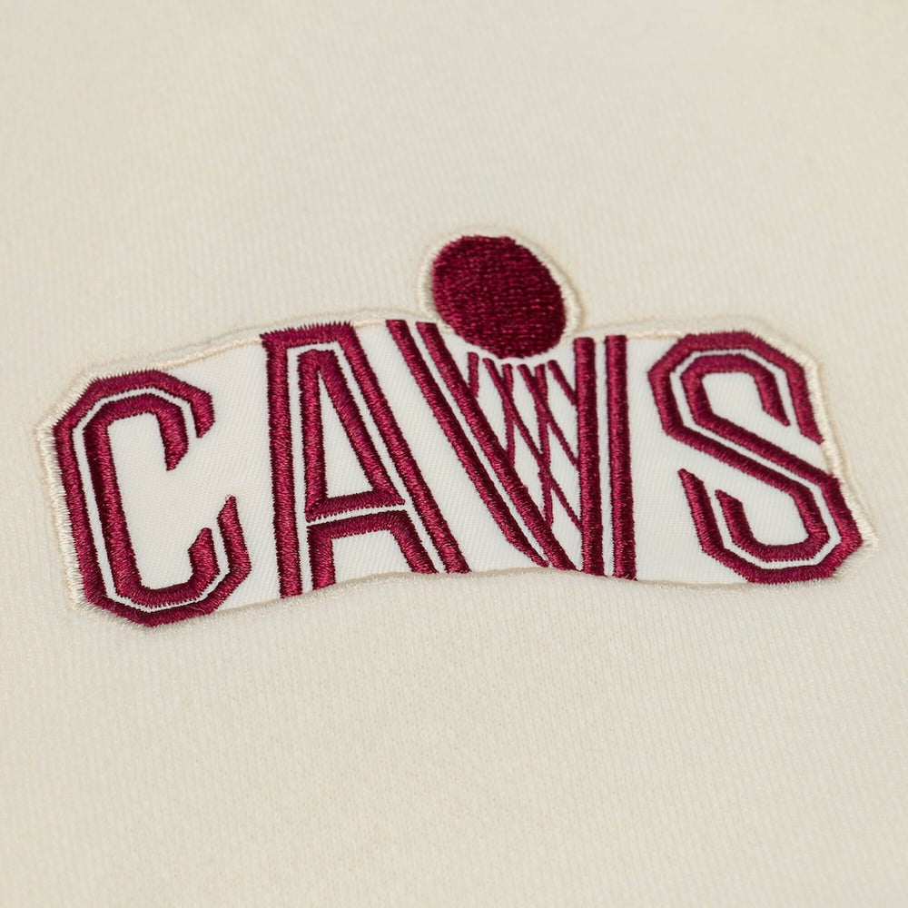 Mitchell & Ness - Cleveland Cavaliers Hardwood Classics Chainstitch Premium Fleece Hoodie - Cream