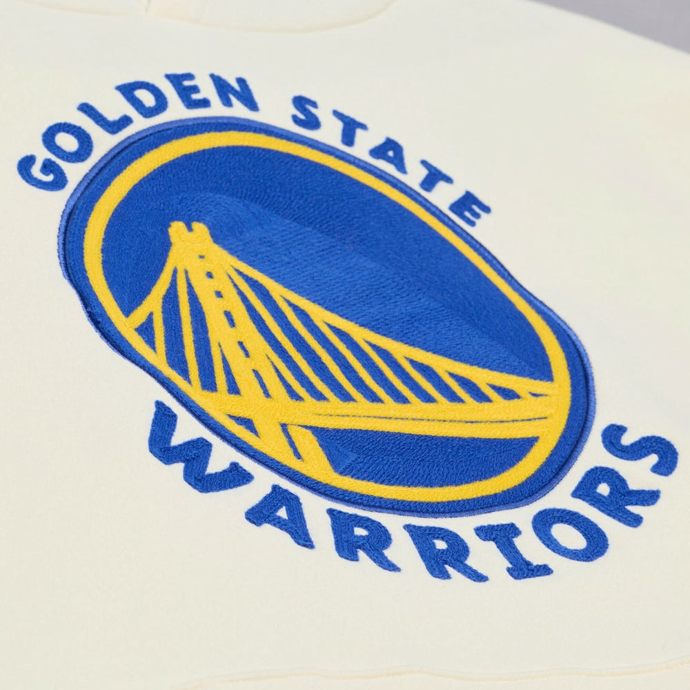 Mitchell & Ness - Golden State Warriors Hardwood Classics Chainstitch Premium Fleece Hoodie - Cream