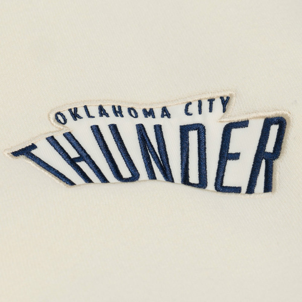 Mitchell & Ness - Oklahoma City Thunder Hardwood Classics Chainstitch Premium Fleece Hoodie - Cream