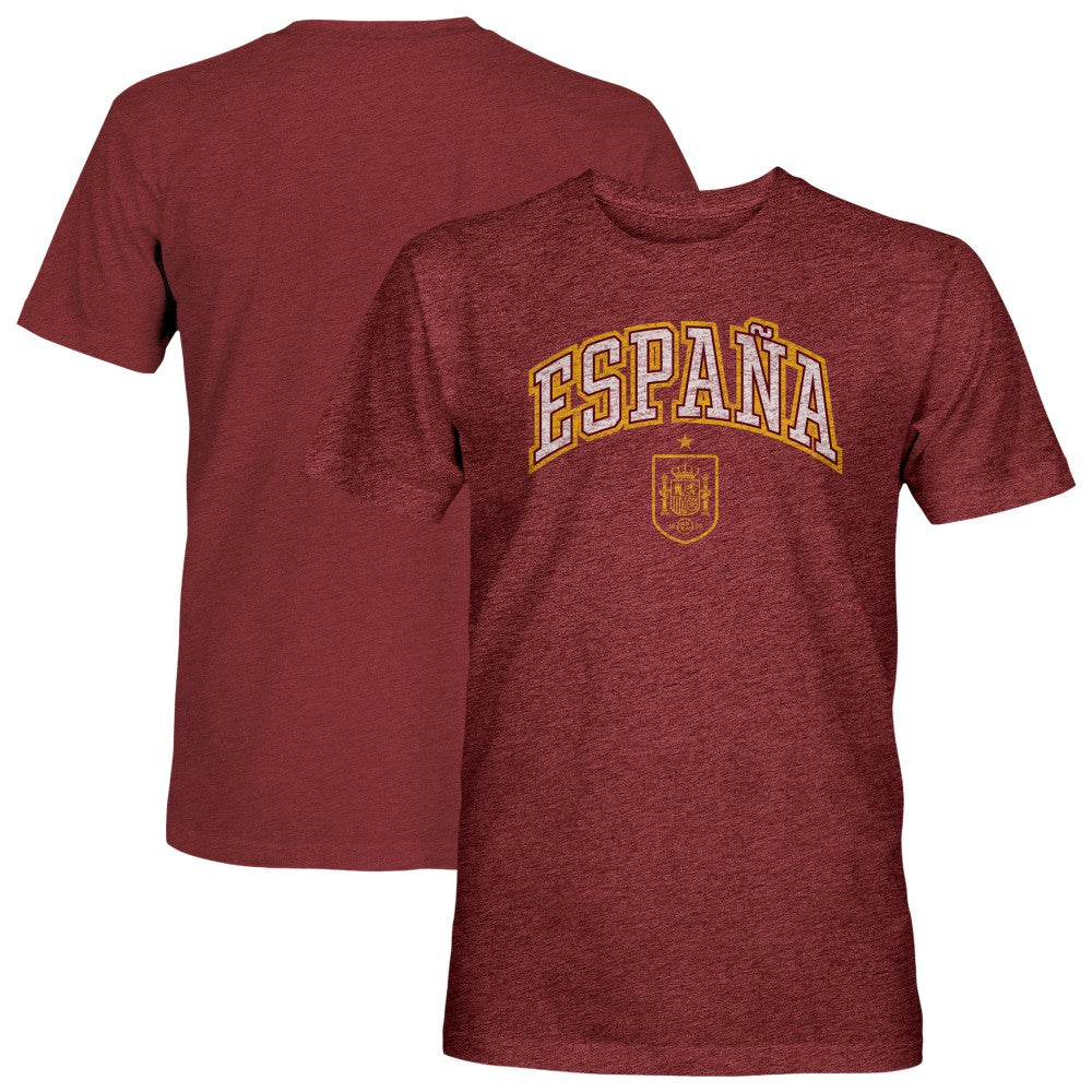 Spain National Team 1863FC Athletic Wordmark Vintage Tri-Blend T-Shirts - Maroon