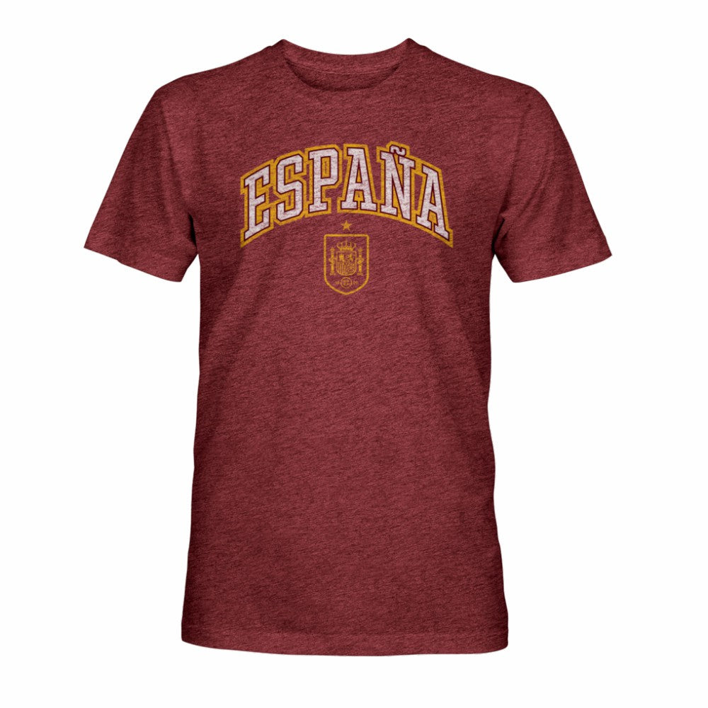 Spain National Team 1863FC Athletic Wordmark Vintage Tri-Blend T-Shirts - Maroon