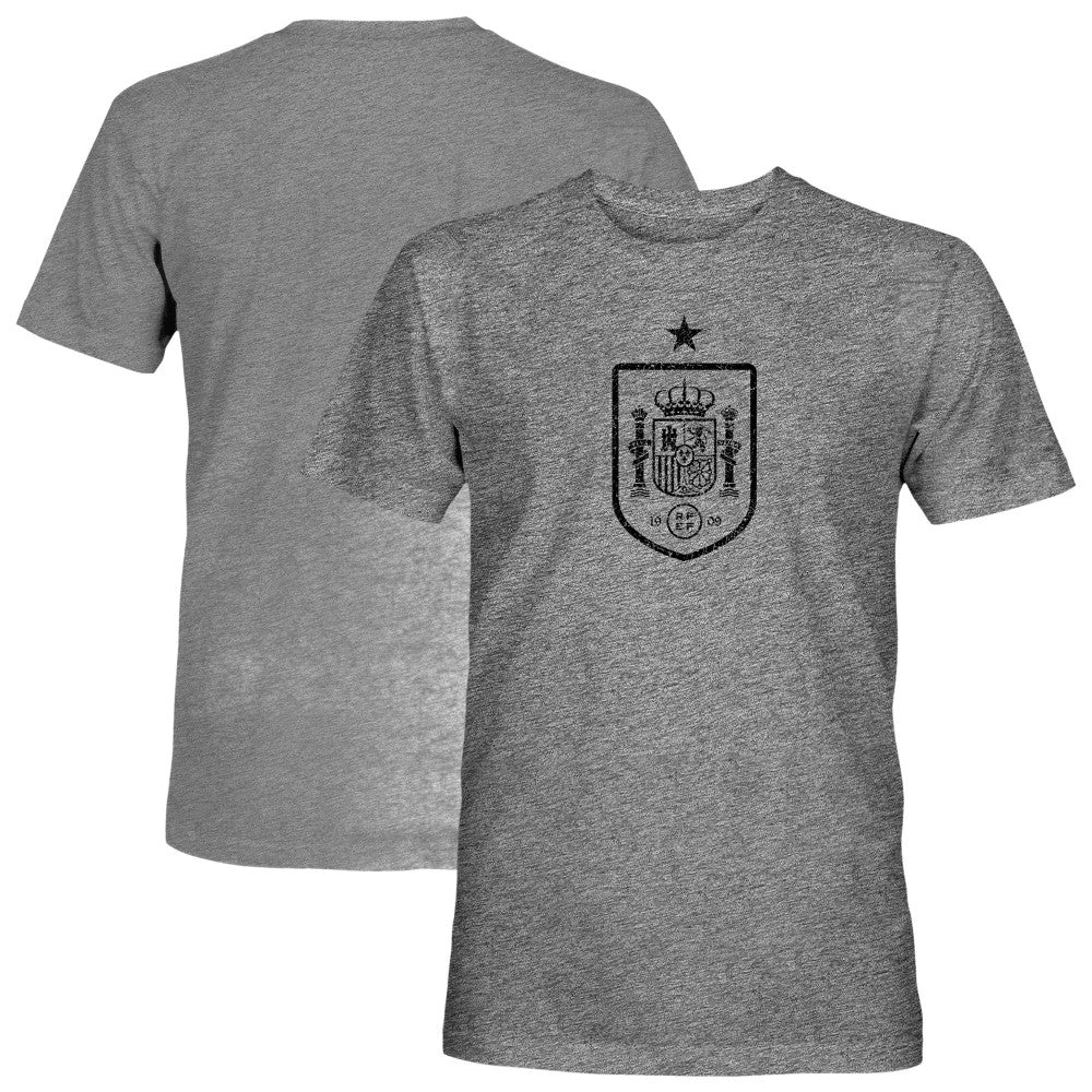 Spain National Team 1863FC Mono Badge Vintage Tri-Blend T-Shirts - Gray