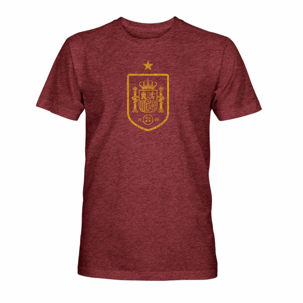 Spain National Team 1863FC Mono Badge Vintage Tri-Blend T-Shirts - Maroon